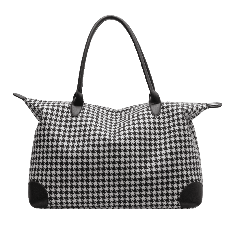 千鳥格子柄ボストンバッグ 大容量トラベルバッグ 20L