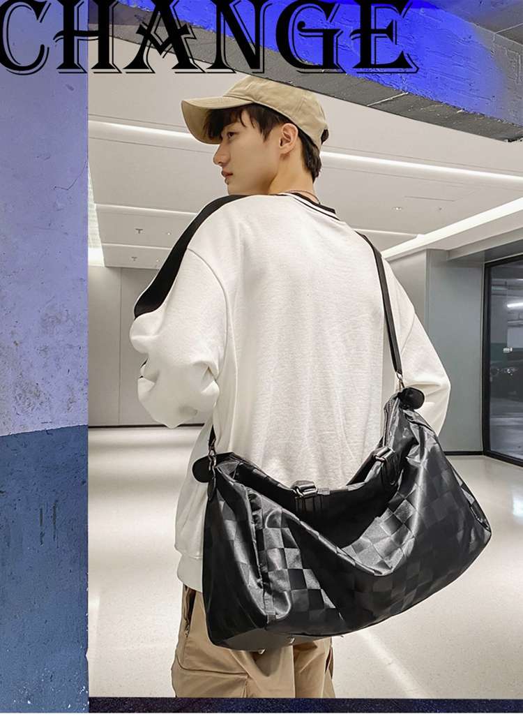 チェック柄大容量ボストンバッグ 30L