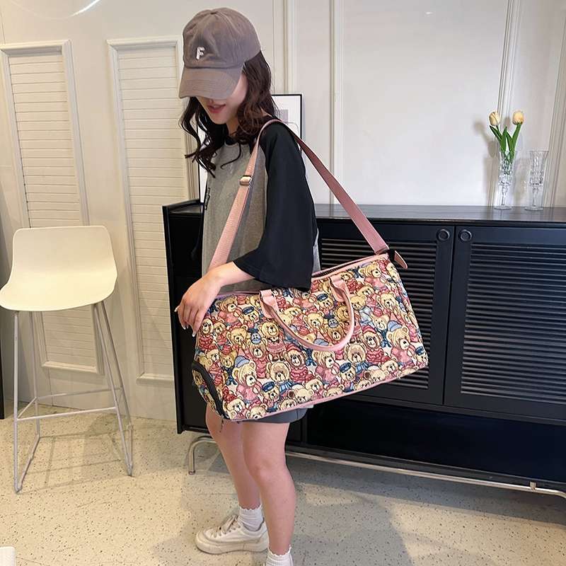 くまさん総柄 大容量ボストンバッグ 25L