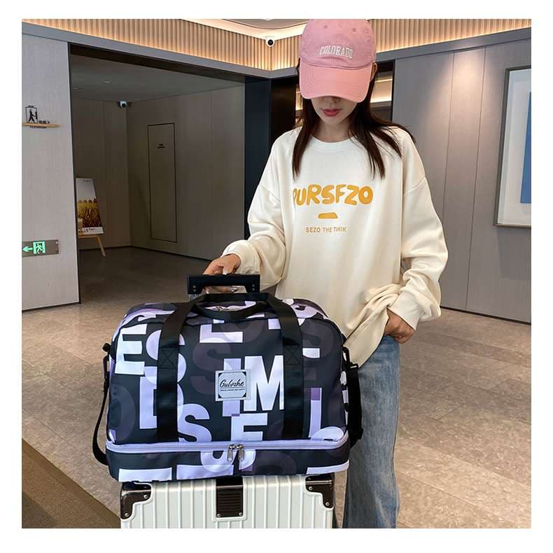 レタープリント ダブルジップ ボストンバッグ 35L
