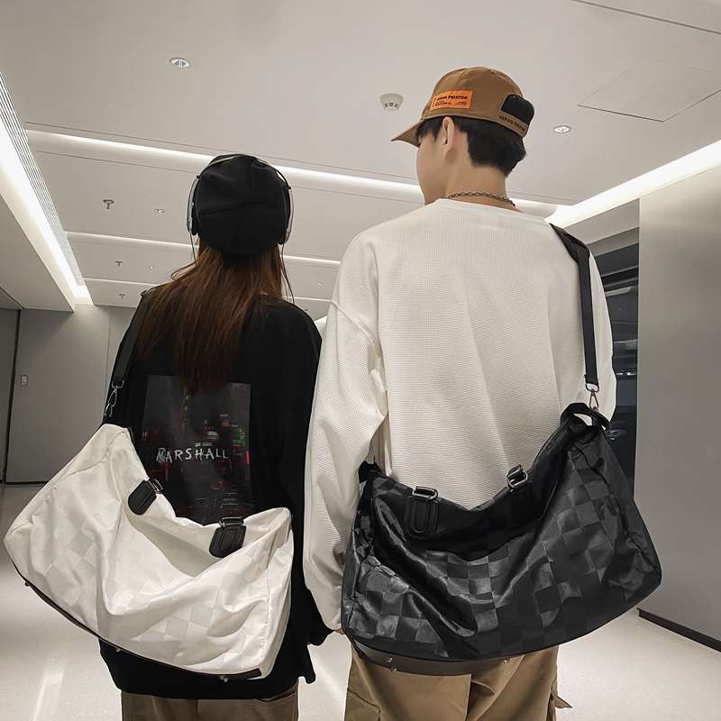 チェック柄大容量ボストンバッグ 30L