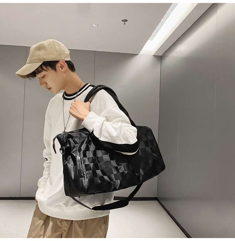 チェック柄大容量ボストンバッグ 30L