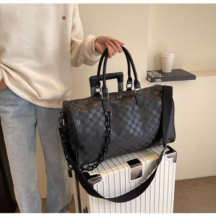 格子柄モダンボストンバッグ 20L