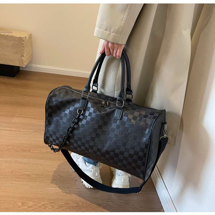 格子柄モダンボストンバッグ 20L
