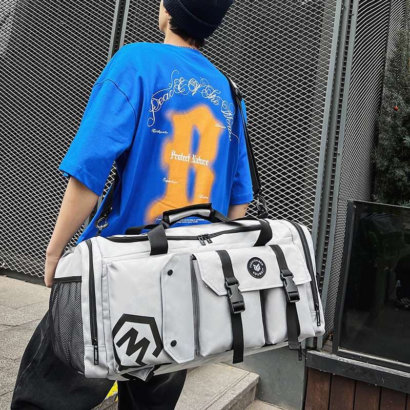 多機能ポケット付き大容量ボストンバッグ 40L