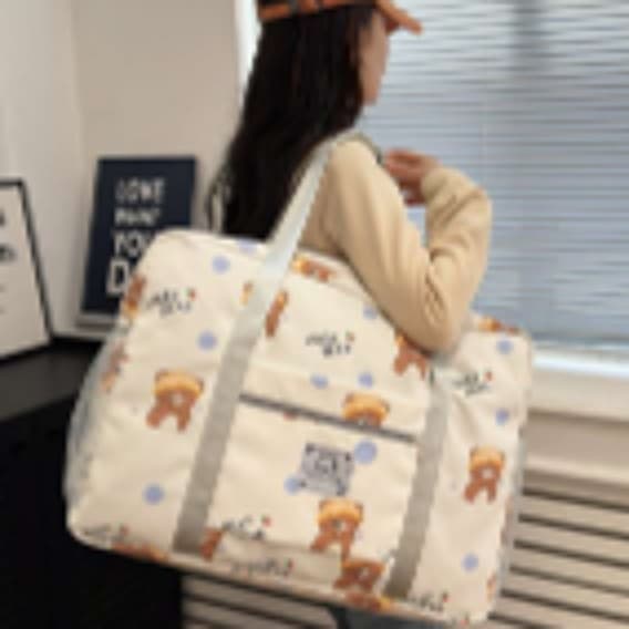 ラッキーベア柄 大容量トラベルボストンバッグ 25L 40L 50L