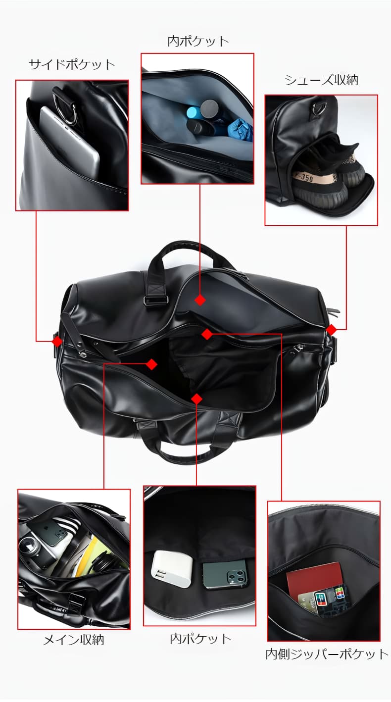 高級PVC防水ボストンバッグ 大容量トラベルバッグ 20L 30L