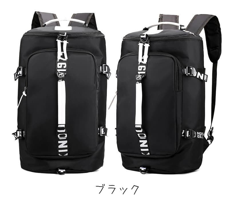 多機能リーフ柄ボストンバッグ リュックにもなる2WAY 35L