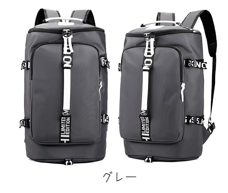 多機能リーフ柄ボストンバッグ リュックにもなる2WAY 35L