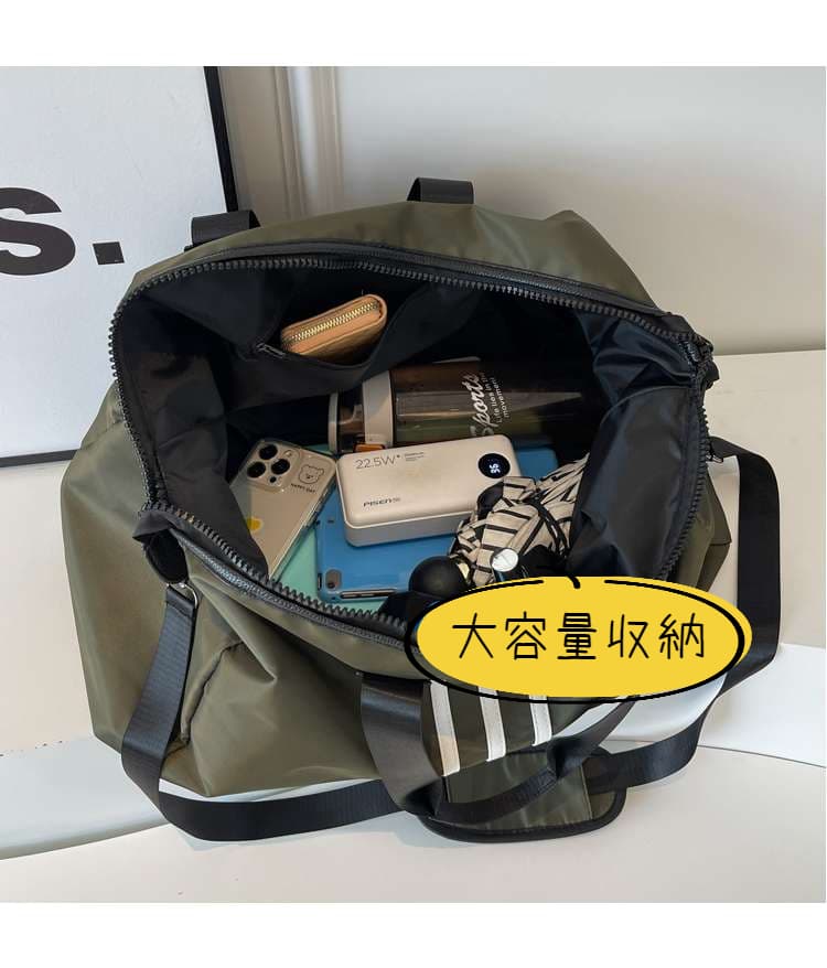 大容量 3本線デザイン ボストンバッグ 30L