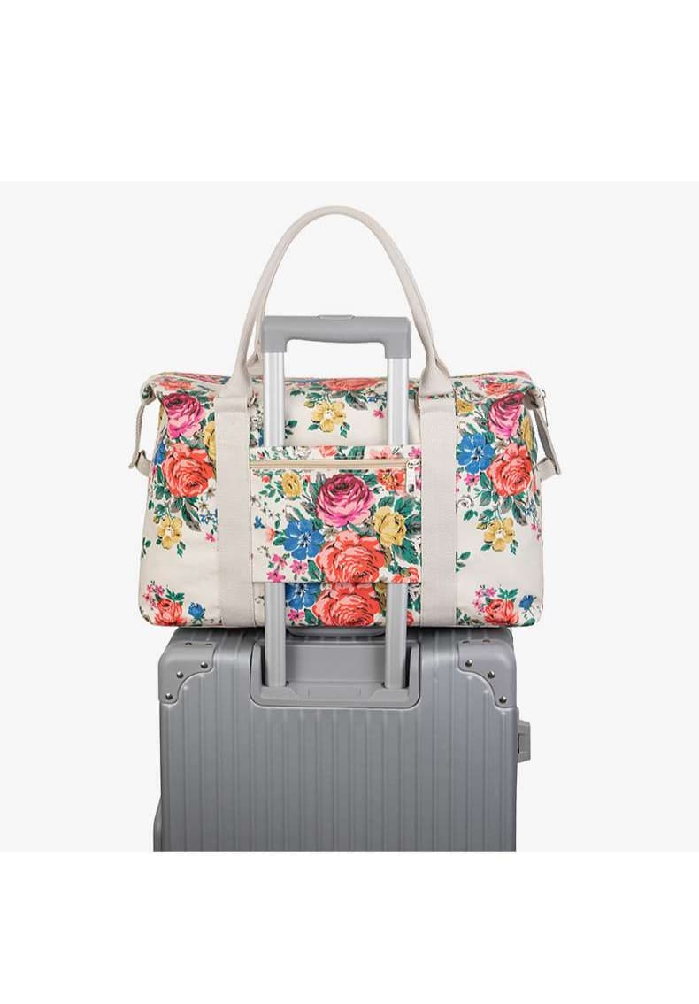花柄キャンバス地ボストンバッグ 25L