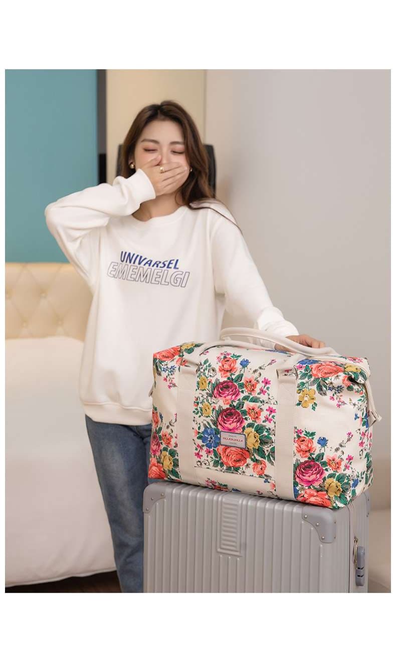 花柄キャンバス地ボストンバッグ 25L