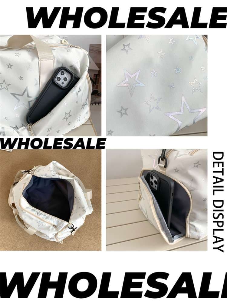 星柄プリント大容量ボストンバッグ 30L