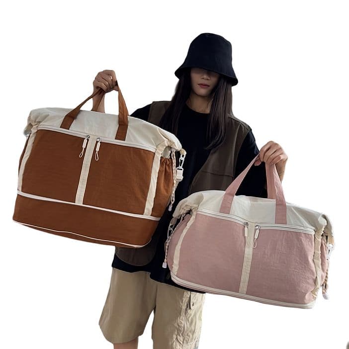 ボストンバッグ 軽量バイカラーボストン 拡張可能 5色展開