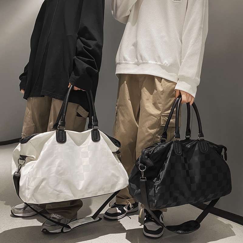 チェック柄大容量ボストンバッグ 30L