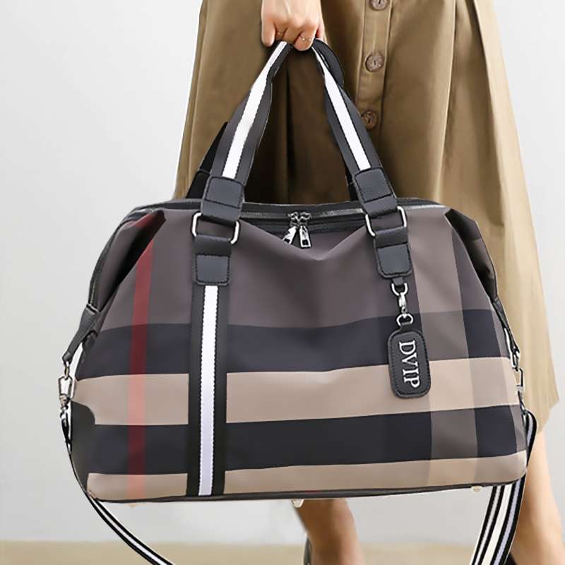 チェック柄デザインボストンバッグ