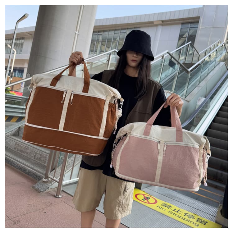 ボストンバッグ 軽量バイカラーボストン 拡張可能 5色展開