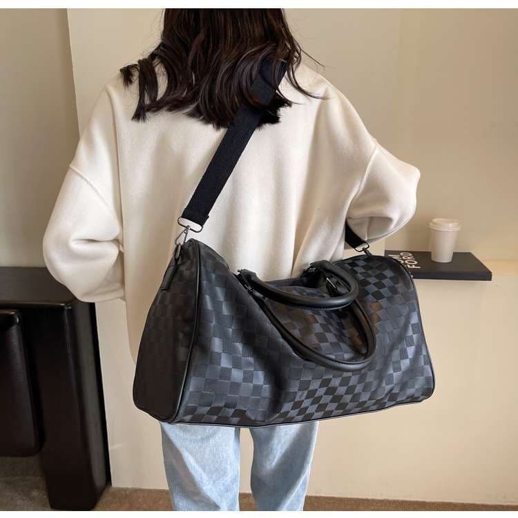 格子柄モダンボストンバッグ 20L