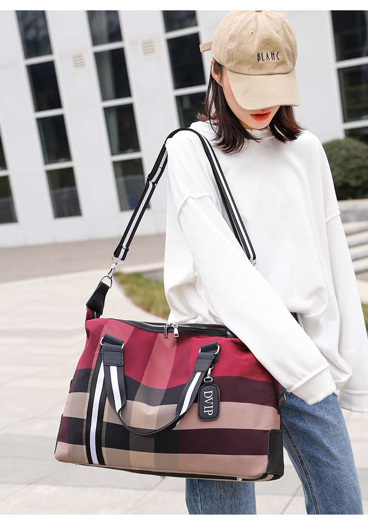 チェック柄デザインボストンバッグ