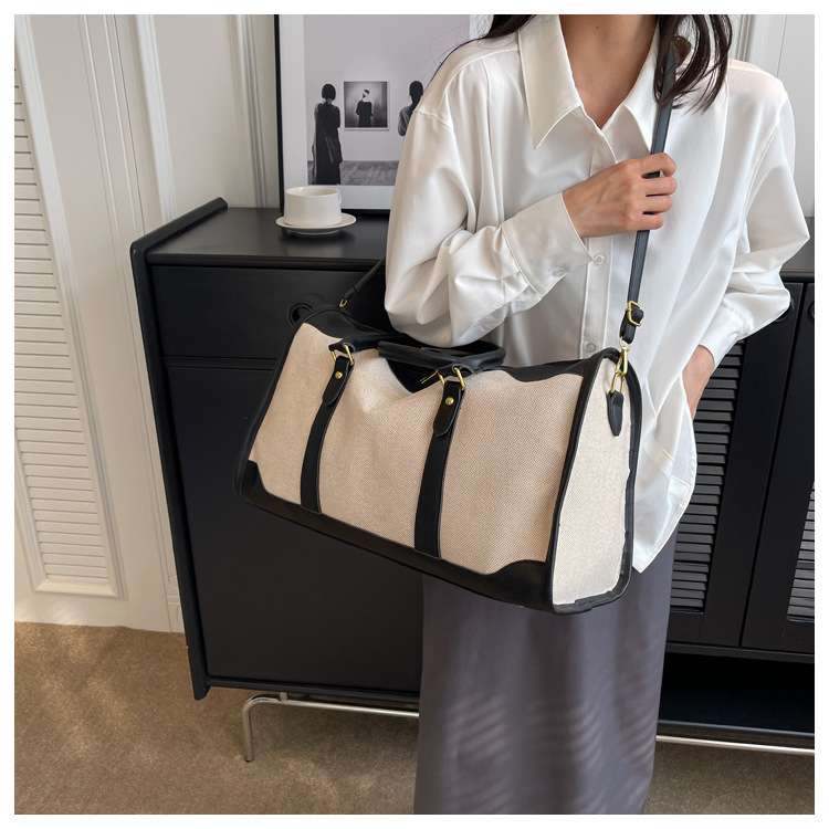 ボストンバッグ 大容量 キャンバス地レザー調旅行バッグ 5L 20L