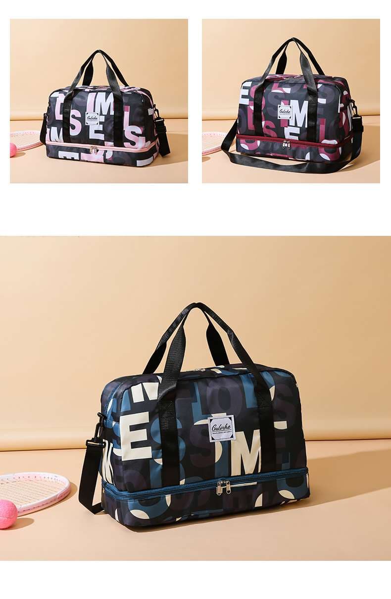 レタープリント ダブルジップ ボストンバッグ 35L