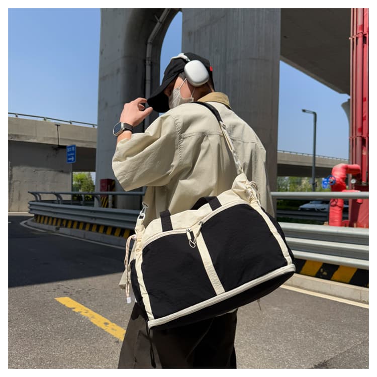 ボストンバッグ 軽量バイカラーボストン 拡張可能 5色展開