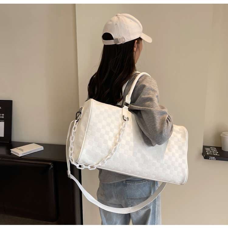 格子柄モダンボストンバッグ 20L