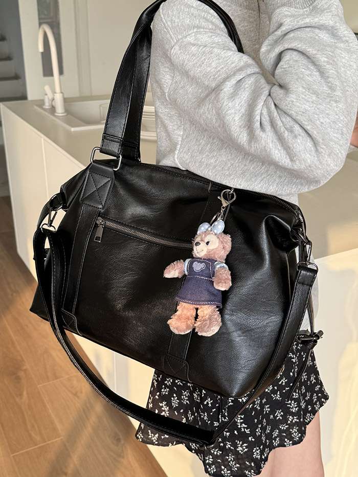 ボストンバッグ 小物付きふわもこハンドバッグ