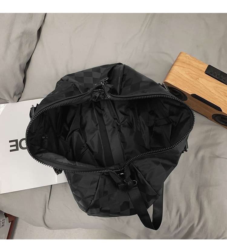 チェック柄大容量ボストンバッグ 30L