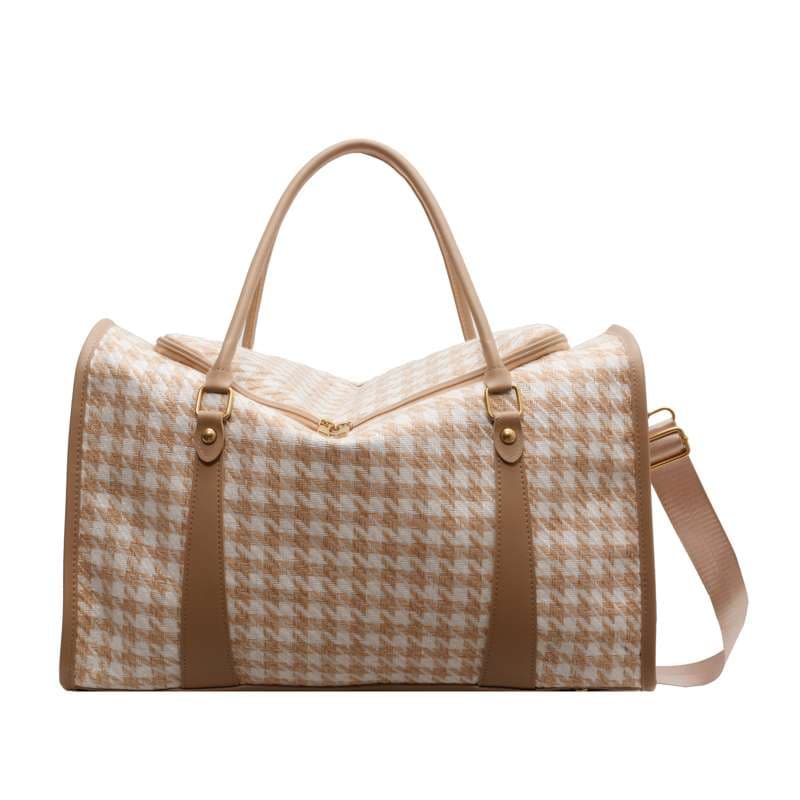 ボストンバッグ 千鳥格子柄 大容量 旅行用バッグ 25L