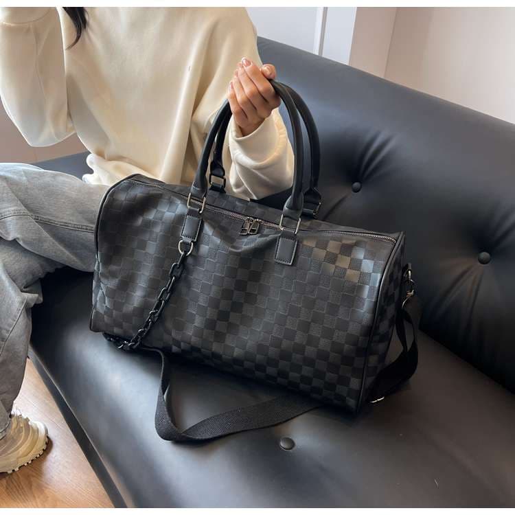 格子柄モダンボストンバッグ 20L