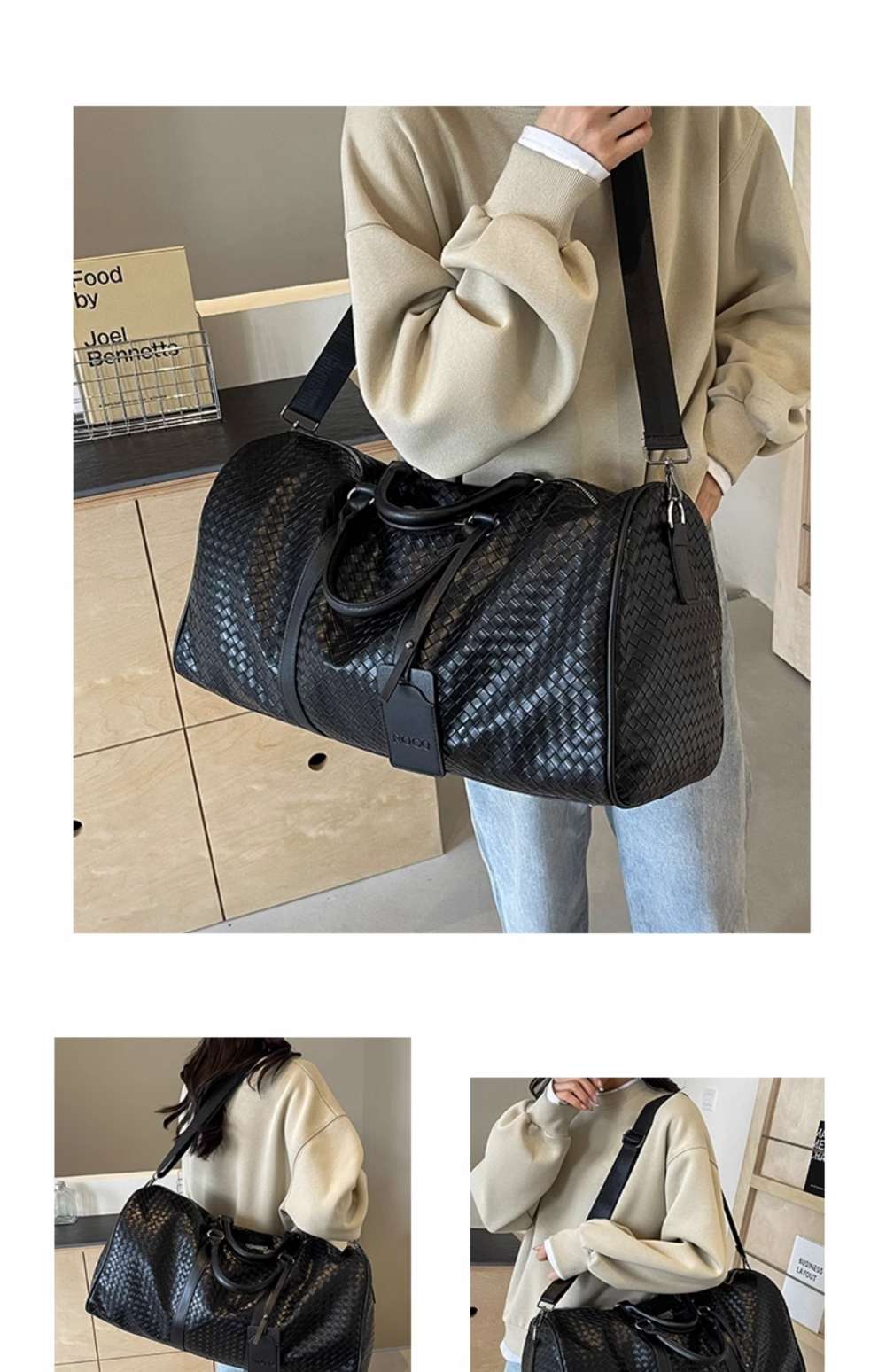 編み込み風 大容量ボストンバッグ 30L