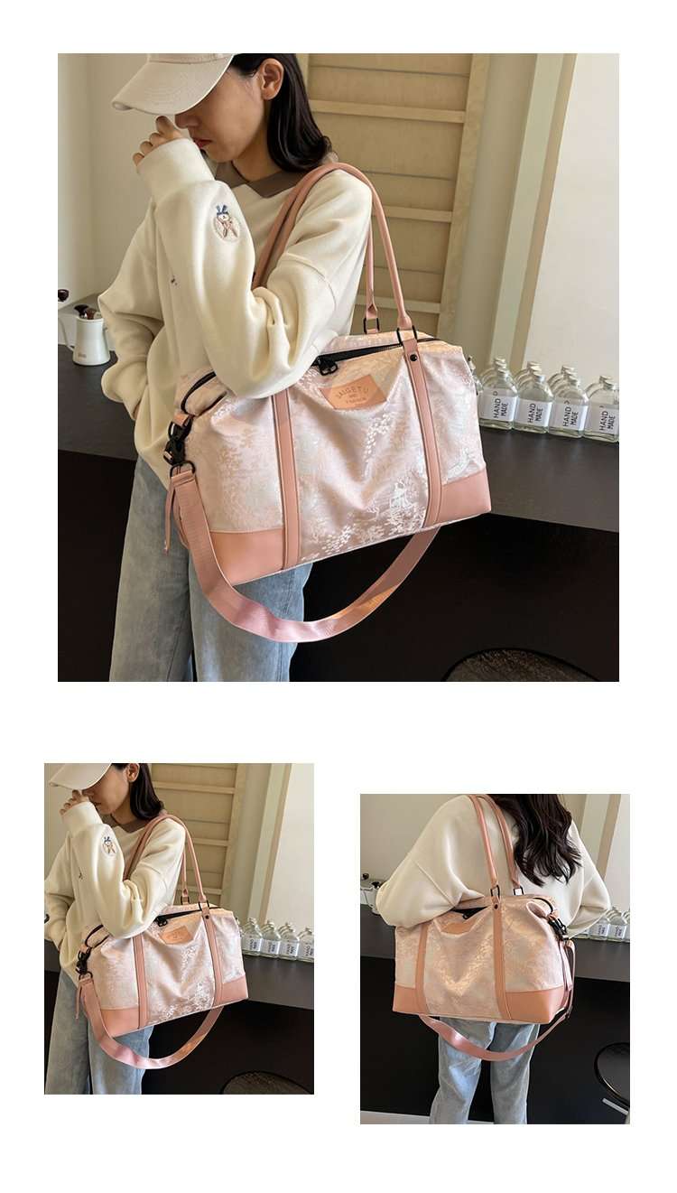 花柄エンボス加工 大容量ボストンバッグ 20L