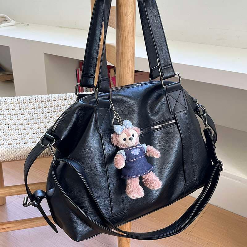 ボストンバッグ 小物付きふわもこハンドバッグ