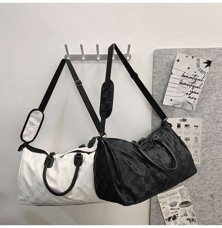 チェック柄大容量ボストンバッグ 30L