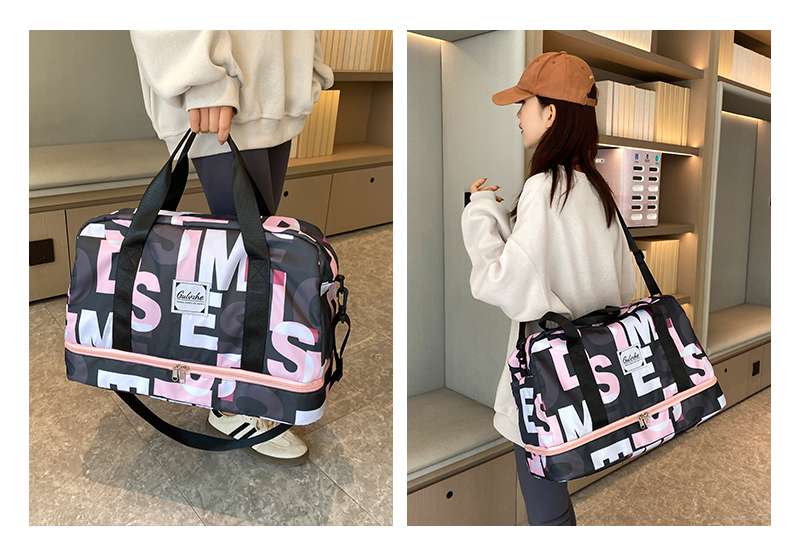レタープリント ダブルジップ ボストンバッグ 35L
