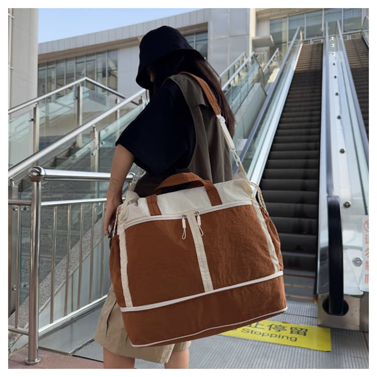 ボストンバッグ 軽量バイカラーボストン 拡張可能 5色展開