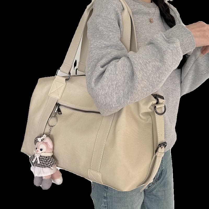ボストンバッグ 小物付きふわもこハンドバッグ