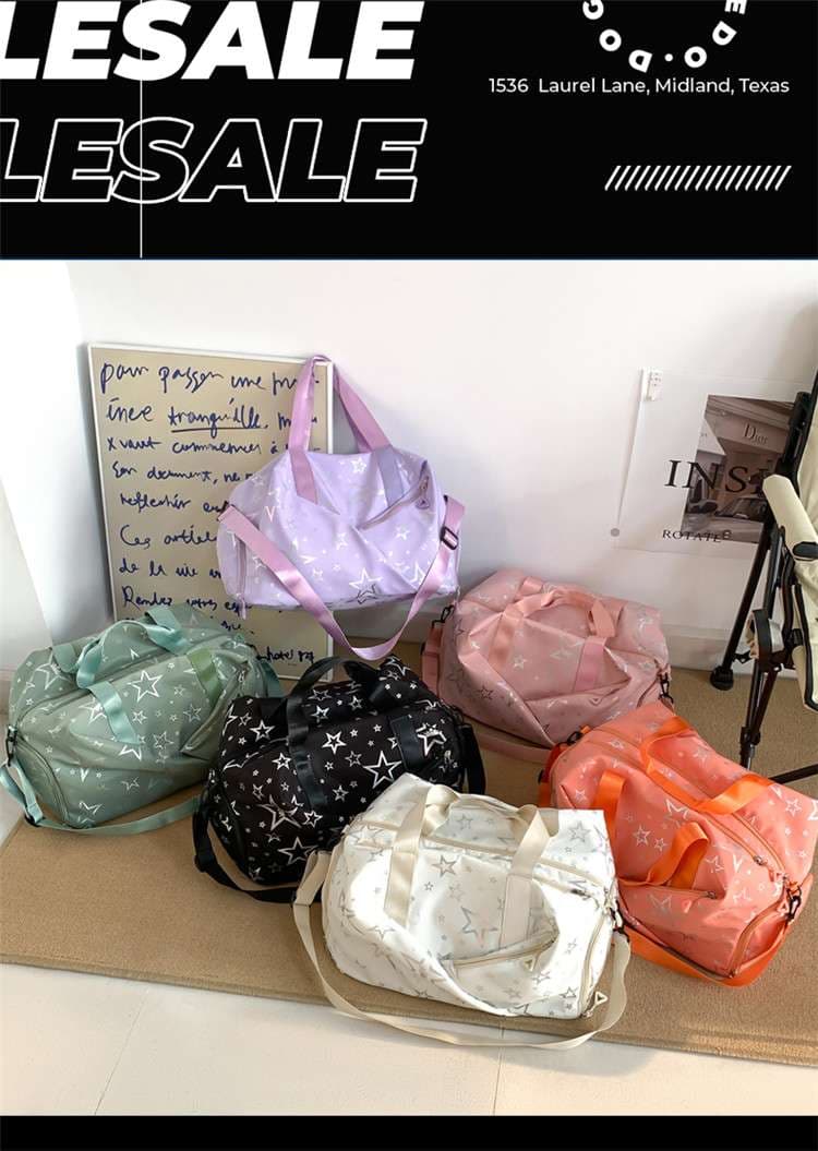 星柄プリント大容量ボストンバッグ 30L
