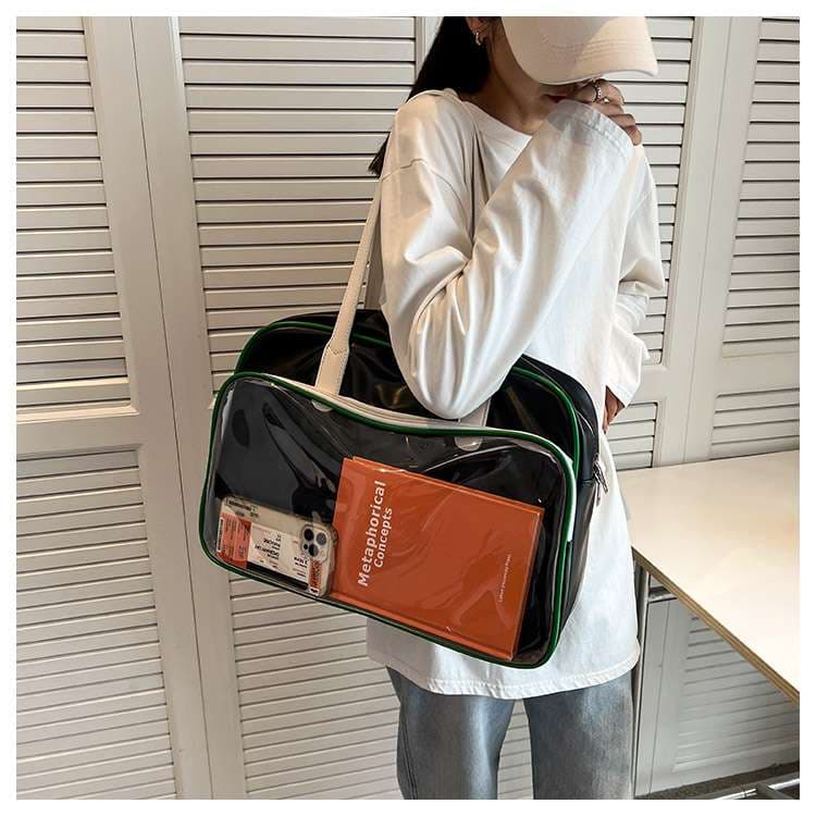 クリアポケット付き多機能ボストンバッグ 15L