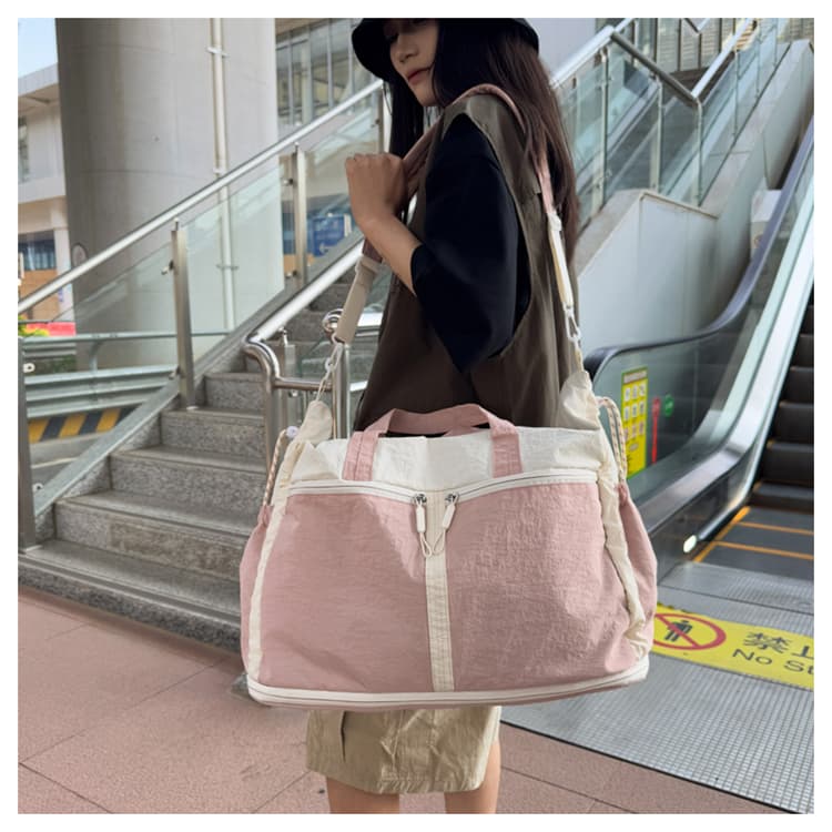 ボストンバッグ 軽量バイカラーボストン 拡張可能 5色展開