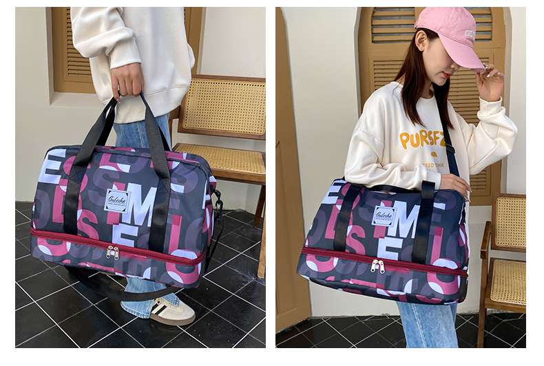 レタープリント ダブルジップ ボストンバッグ 35L