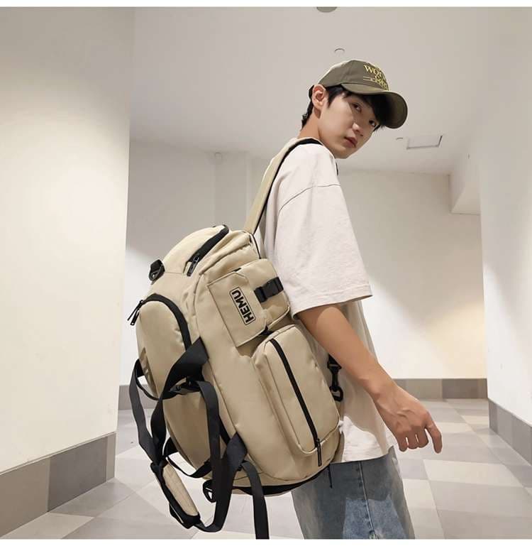 ボストンバッグ 多機能ポケット付き大容量旅行バッグ リュックにもなる2WAY 25L
