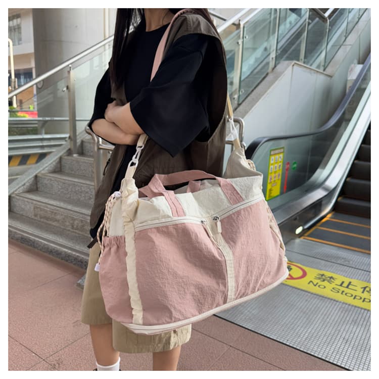 ボストンバッグ 軽量バイカラーボストン 拡張可能 5色展開