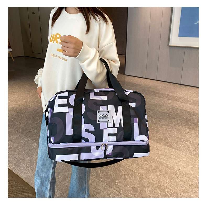 レタープリント ダブルジップ ボストンバッグ 35L