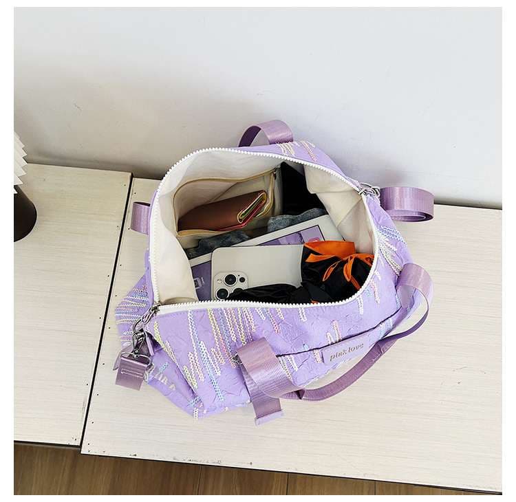 キルティング刺繍ボストンバッグ 旅行用 15L