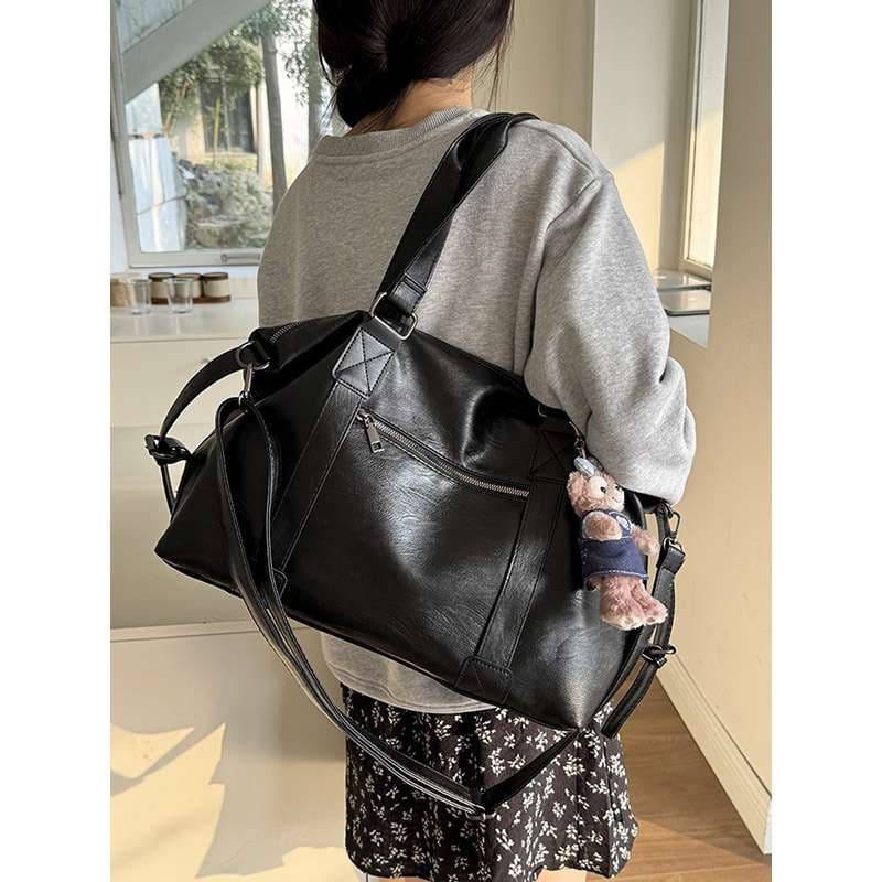 ボストンバッグ 小物付きふわもこハンドバッグ