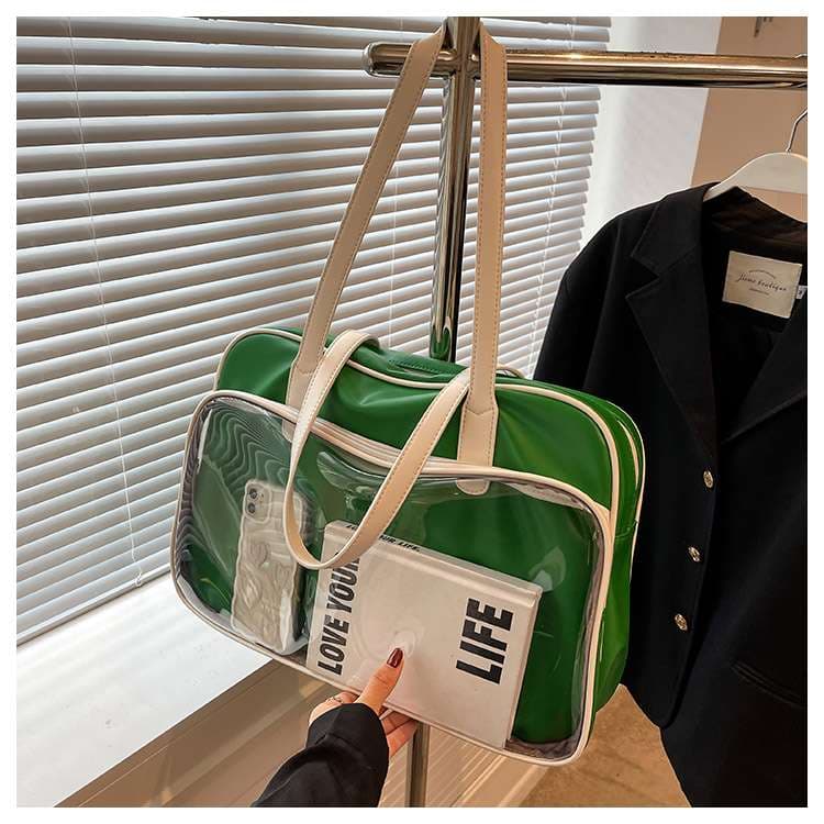 クリアポケット付き多機能ボストンバッグ 15L