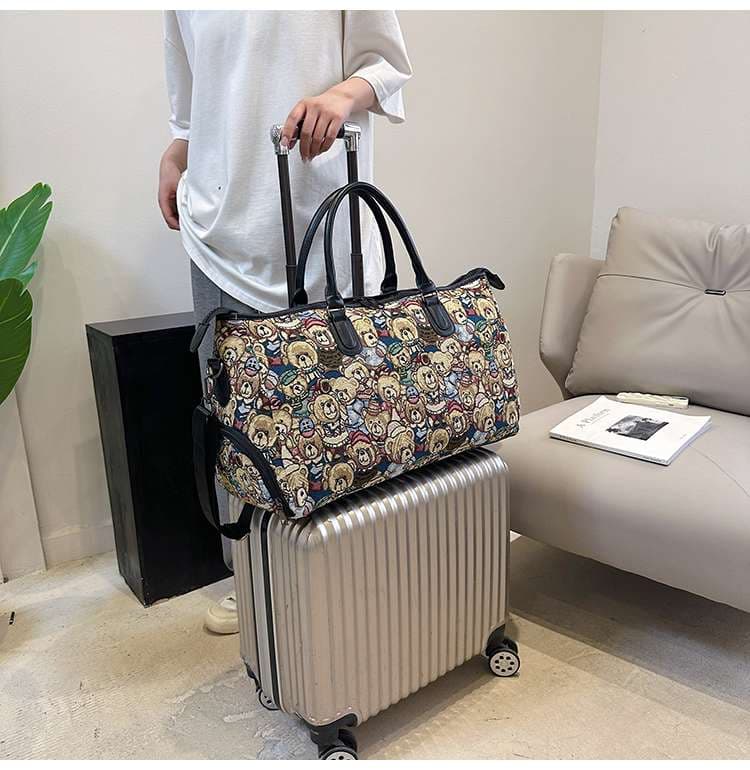 くまさん総柄 大容量ボストンバッグ 25L