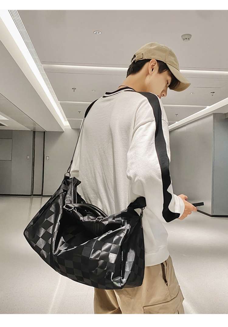 チェック柄大容量ボストンバッグ 30L